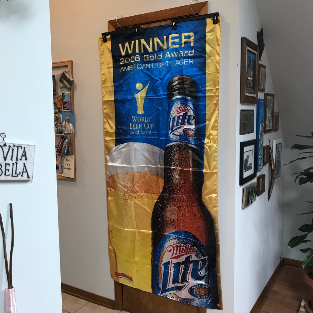 RARE Miller Lite Flag 🍺 2006 World Beer Cup Gold Award Banner 5 Ft 9 In by 3 Ft